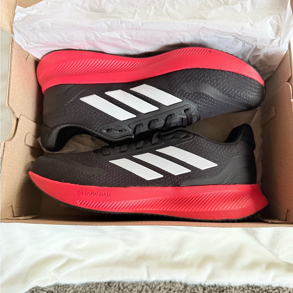 Adidas Runfalcon 5 J Youth GS Size 6 Black Red Athletic Running Shoes - Picture 5 of 10